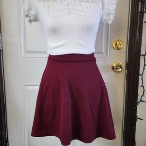 Classic Charlotte Russe Women’s Burgundy Skater Skirt